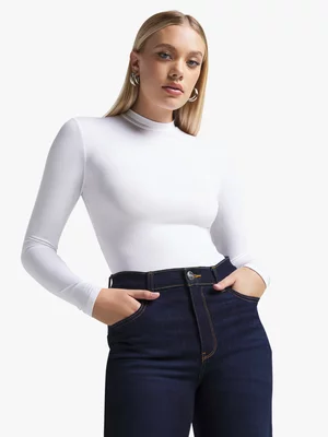 The FIX Women's White Turtle Neck Top