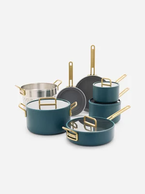 Greenpan Stanley Tucci Pot Set 11Pc Venetian Teal
