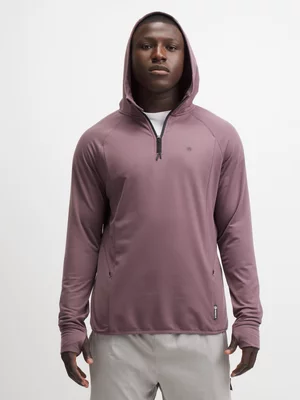 TS Mens Contrast 1/4 Zip Mauve Hoodie