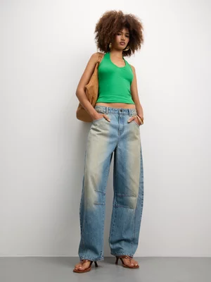 The FIX Women's Light Wash Denim Barrel Jeans