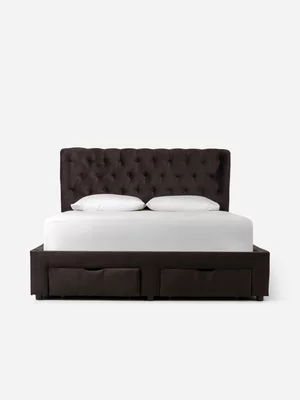 Harly Bed W/Storage Velvet Anthracite Std Length