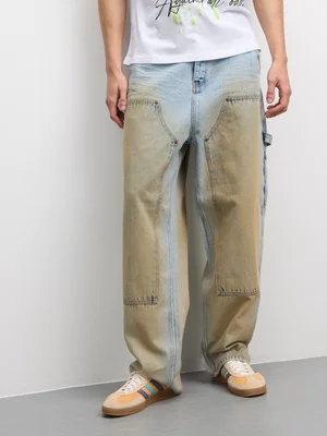 Redbat Men's Light Blue Tea/Spray Baggy Carpenter Jeans