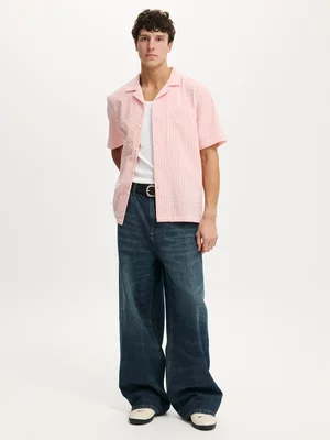 Men's Cotton On Pink Riviera Short Sleeve Shirt