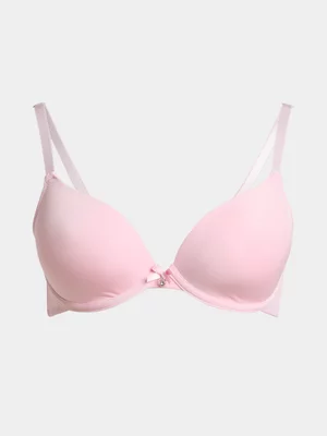 Jet Women's Pink Shiny Mesh Wing T-shirt Bra