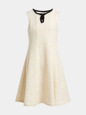 Jet Older Girls Cream Boucle Knit Dress