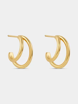 Yellow Gold Vermeil Split Half Hoop Earrings