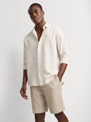 Fabiani Men's Natural Beige Tech Linen Shorts