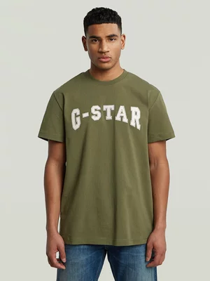 G-Star Men's Felt Logo Green T-Shirt