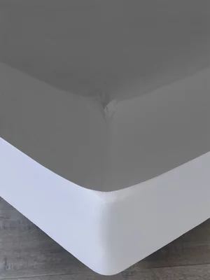 Volpes Washed Cotton Charcoal Fitted Sheet