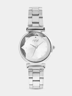 MX Silver Plated Silver Dial Quartz Look Bracelet Watch 