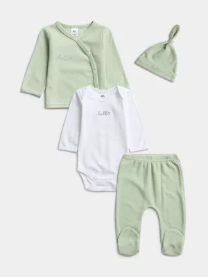 Jet Baby Sage Hello World Waffle 4-Piece Gift Set