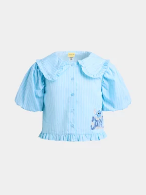 Jet Older Girls Stitch Blue White Stripe Woven Shirt