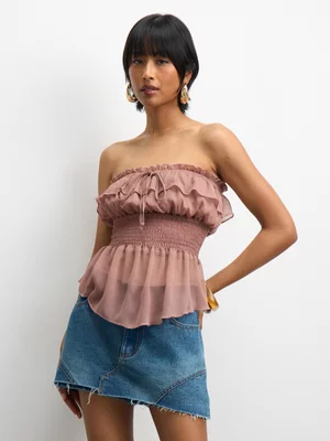 The FIX Women's Pruple Yoryu Chiffon Bandeau Top