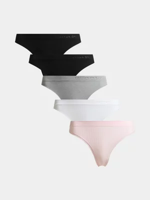 Women's Cotton On Multicolour 5 Pack Seamless High Cut G String