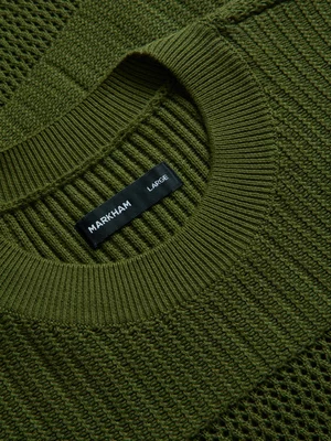 Markham Men's Regular Fit Fatigue Crochet Knitwear 