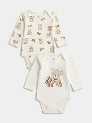 Jet Baby Unisex Neutral Little Love Bears 2PK Bodysuit