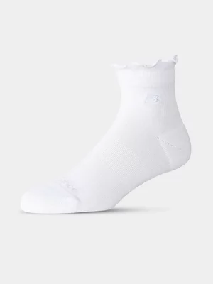 New Balance Women's Active Premium Ruffle White Ankle Socks 2Pack