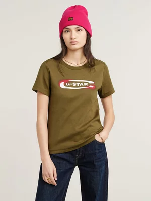 G-Star Women's Old Skool Logo Antic Green T-Shirt