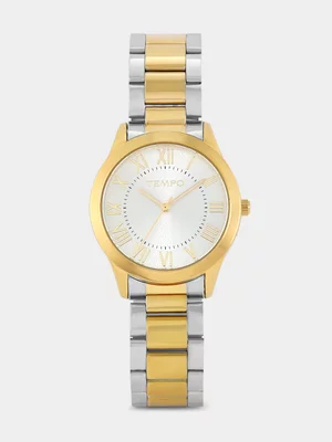Tempo Gold Plated Silver Tone Dial Two-Tone Bracelet Watch