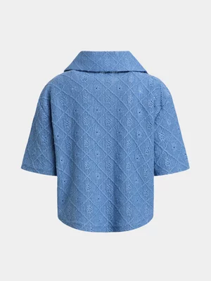 Exact Younger Girl's Blue  Knit Lacey Shirt