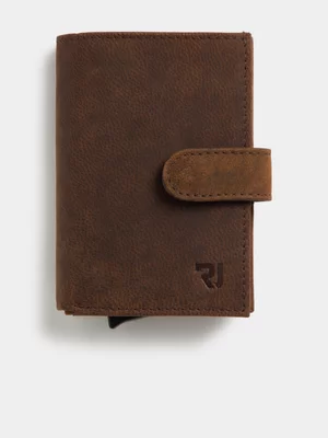 Relay Jeans Men's Distressed Leather Multi Card Brown Slot Holder