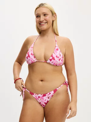 Women's Cotton On Pink String Triangle Bikini Top