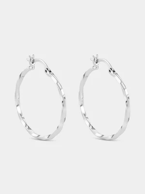 Sterling Silver Twisted Hoop Earrings 
