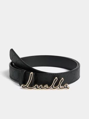 Luella Embossed Script Clasp Belt