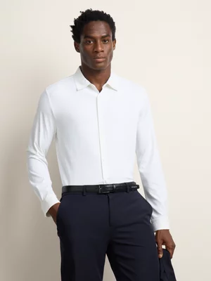 Fabiani Men's White Bonded Hem Knitted Polo Shirt