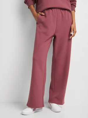Embossed Print Fleece Wide Leg Pants