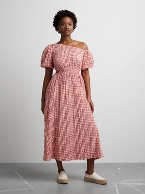 Women's Canvas Asymmetric Cut Out Waisted Dress 