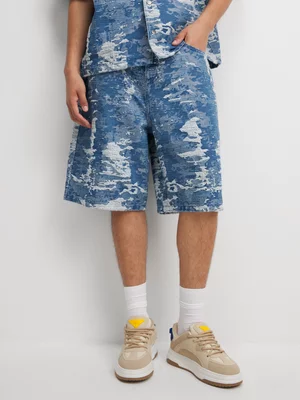 The FIX Men's Mid Wash Bermuda Co-Ord Denim Shorts