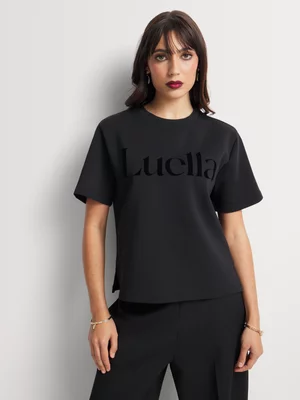Luella Tonal Velour Logo T-Shirt