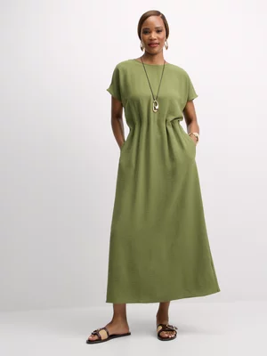 Exact Women's Green Cinched Waist Dress