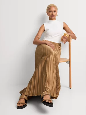 Fit & Flare Pleated Satin Combo Dress