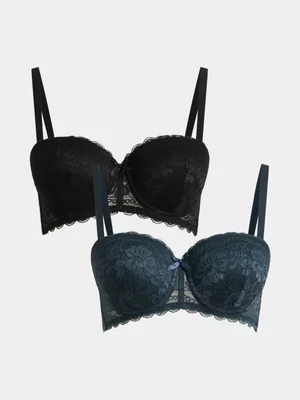 Jet Women’s 2Pk Petrol Black Lace Balconette