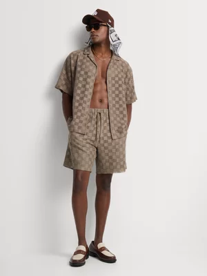 Markham Men's Crochet Taupe Co-ord Short