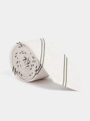 Markham Men's Textured Stripe Oatmeal Tie 