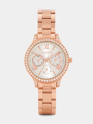 Tempo Rose Plated Silver Tone Dial Bracelet Watch