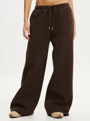 Women's Cotton On Active Brown Plush Tie Waist Wide Leg Sweatpant
