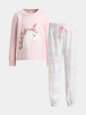 Exact Older Girl's Pink & Blue Unicorn Sleepwear Set