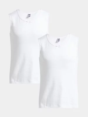 Jet Older Girls Two Pack Sleeveless White Vests