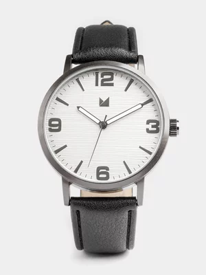 Markham Men's Classic Textured Round Black Watch