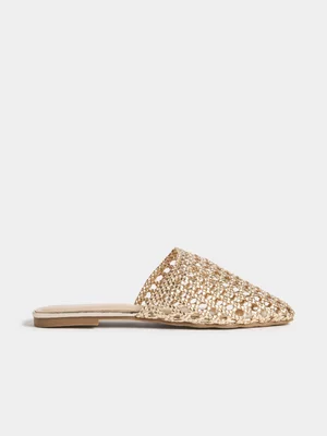 Square Toe Weave Slip On Sandals