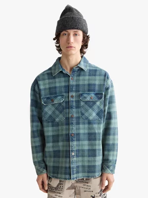 Men's Scotch&Soda Indigo Washed Denim Checked Overshirt