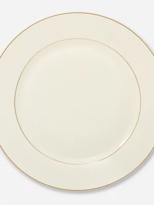 Grace Ribbed Gold Rim Dinnerplate White