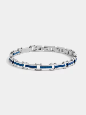 Tempo Jewellery Blue Plated Stainless Steel Interlink Bracelet   