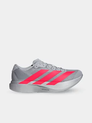adidas Mens Adizero Evo SL Grey/Red Running Shoes 