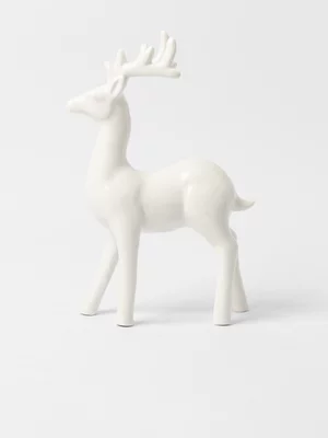Ceramic Standing Reindeer Decoration White