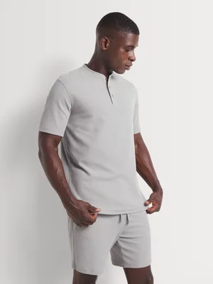 Markham Men's Short Sleeve Waffle Grey Sleepwear Top